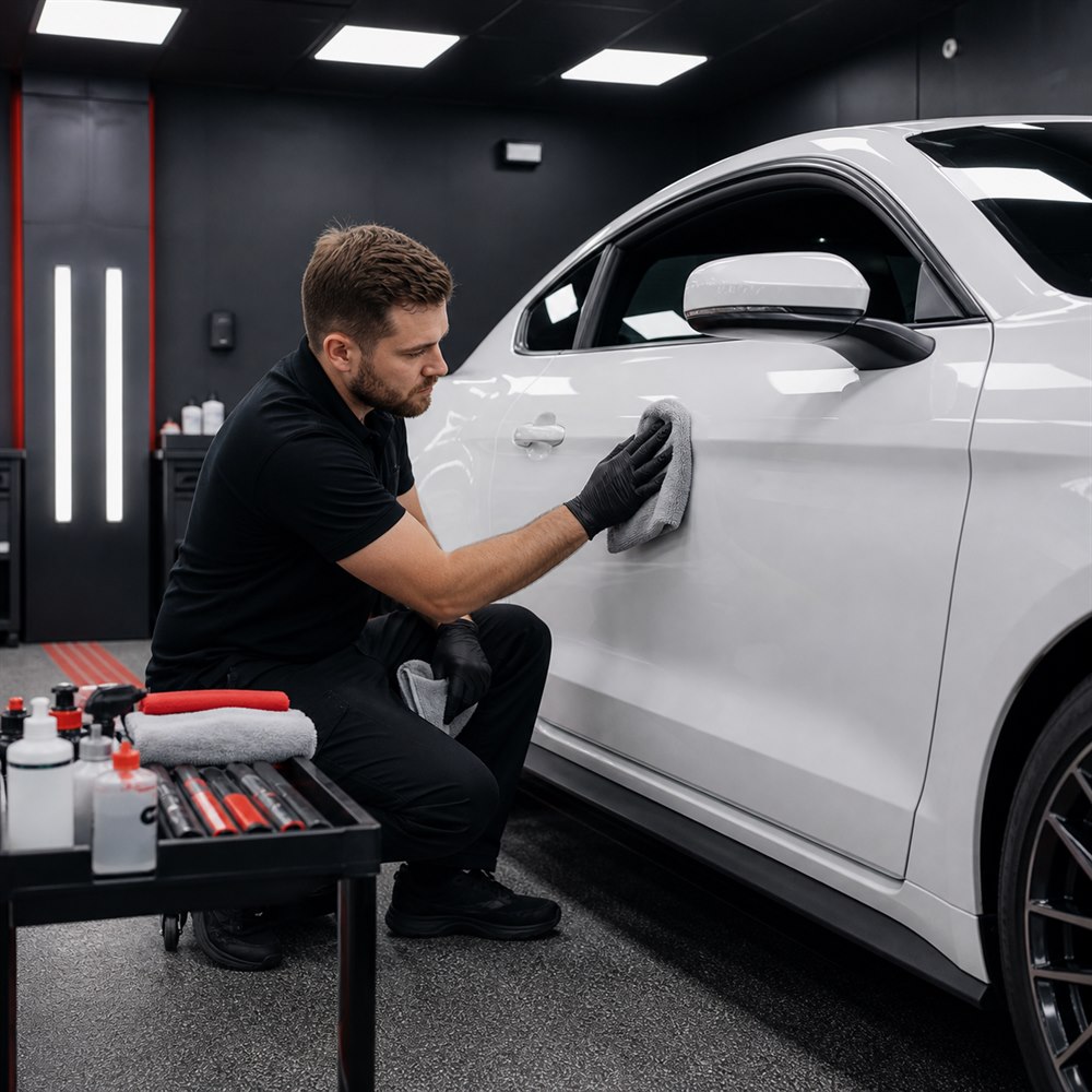 Vehicle cleaning and surface preparation before vinyl wrap installation